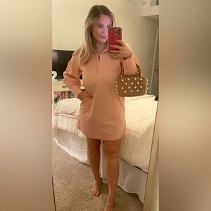 Baby Pink Collared Long Sleeve Dress
